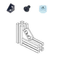Load image into Gallery viewer, Aluminum Profile Connector Set: 20pcs Corner Bracket + 40pcs 20 Series M5 T-slot Nuts + 40pcs M5x8mm Hex Socket Cap
