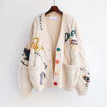 Load image into Gallery viewer, 2020 Autumn Winter Women Cardigan Warm Knitted Sweater Jacket Pocket Embroidery Fashion Knit Cardigans Coat Lady Loose Sweaters
