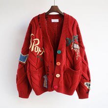Load image into Gallery viewer, 2020 Autumn Winter Women Cardigan Warm Knitted Sweater Jacket Pocket Embroidery Fashion Knit Cardigans Coat Lady Loose Sweaters
