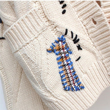 Load image into Gallery viewer, 2020 Autumn Winter Women Cardigan Warm Knitted Sweater Jacket Pocket Embroidery Fashion Knit Cardigans Coat Lady Loose Sweaters
