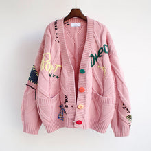 Load image into Gallery viewer, 2020 Autumn Winter Women Cardigan Warm Knitted Sweater Jacket Pocket Embroidery Fashion Knit Cardigans Coat Lady Loose Sweaters
