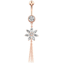Load image into Gallery viewer, Exquisite Flower Chain Zircon Navel Ring Navel Stud Piercing Jewelry

