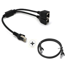 Load image into Gallery viewer, RJ45 Network Splitter Adapter Cable 1 Male to 2 Female Socket Port LAN Ethernet Network Splitter Y Adapter Cable
