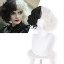 Load image into Gallery viewer, Cruella De Vil Kuila Wig Half Black Half White Small Short Curly Cosplay Wigs Prop
