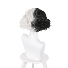 Load image into Gallery viewer, Cruella De Vil Kuila Wig Half Black Half White Small Short Curly Cosplay Wigs Prop
