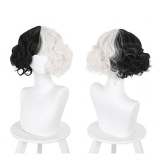 Load image into Gallery viewer, Cruella De Vil Kuila Wig Half Black Half White Small Short Curly Cosplay Wigs Prop
