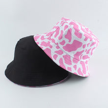 Load image into Gallery viewer, Fashion Korean Pink Cow Print Bucket Hat Women Reversible Fishing Cap Bob Chapeau Autumn Summer
