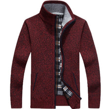 Load image into Gallery viewer, 2023 Autumn Winter Men's Sweater Coat Faux Fur Wool Sweater Jackets Men Zipper Knitted Thick Coat Warm Casual Knitwear Cardigan
