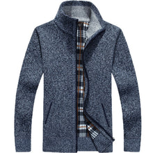 Load image into Gallery viewer, 2023 Autumn Winter Men's Sweater Coat Faux Fur Wool Sweater Jackets Men Zipper Knitted Thick Coat Warm Casual Knitwear Cardigan
