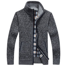 Load image into Gallery viewer, 2023 Autumn Winter Men's Sweater Coat Faux Fur Wool Sweater Jackets Men Zipper Knitted Thick Coat Warm Casual Knitwear Cardigan

