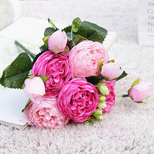 Load image into Gallery viewer, 3pcs Rose Peony Artificial Silk Flowers Small bouquet flores Home Party Spring Wedding Decoration  Fake Flower

