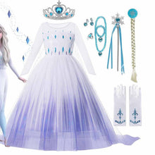 Load image into Gallery viewer, Costume for Girls Princess Elsa Dress Xmas White Ball Gown Halloween Kids Snow Queen Cosplay Carnival Clothing
