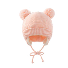 Load image into Gallery viewer, Cute Knitted Pompom Baby Hat Gloves Cap Thick Warm Girl/Boy Hat Gloves Beanie Winter Ear Warm Kids Hat Baby Bonnet Muts
