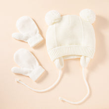 Load image into Gallery viewer, Cute Knitted Pompom Baby Hat Gloves Cap Thick Warm Girl/Boy Hat Gloves Beanie Winter Ear Warm Kids Hat Baby Bonnet Muts
