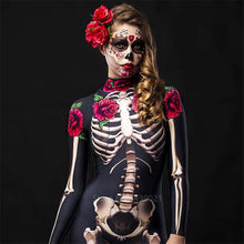 Load image into Gallery viewer, Rose Skeleton Adult Kids Scary Costume Halloween Dress Cosplay Sexy Jumpsuit Carnival Party Baby Girl Rompers Day of The Dead
