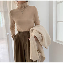 Load image into Gallery viewer, 2023 Spring Autumn Women Pullover Female Knitted Sweaters Solid Concise Turtleneck Elasticity Elegant Office Lady Casual Tops
