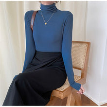 Load image into Gallery viewer, 2023 Spring Autumn Women Pullover Female Knitted Sweaters Solid Concise Turtleneck Elasticity Elegant Office Lady Casual Tops
