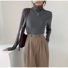 Load image into Gallery viewer, 2023 Spring Autumn Women Pullover Female Knitted Sweaters Solid Concise Turtleneck Elasticity Elegant Office Lady Casual Tops
