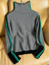 Load image into Gallery viewer, 2023 Winter Women's Turtleneck Sweater Warm Pullover Commuter Elegant Top Loose Casual Women's Top Retro Contrast Color
