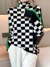 Load image into Gallery viewer, 2023 Winter Women's Turtleneck Sweater Warm Pullover Commuter Elegant Top Loose Casual Women's Top Retro Contrast Color
