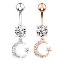 Load image into Gallery viewer, Moon XINGX Zircon Navel Ring Navel Stud Human Body Piercing Accessories
