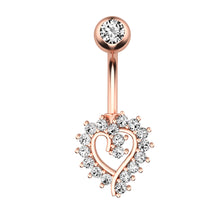 Load image into Gallery viewer, Zircon Heart-Shaped Belly Ring Navel Stud Human Body Piercing Accessories
