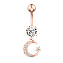 Load image into Gallery viewer, Moon XINGX Zircon Navel Ring Navel Stud Human Body Piercing Accessories
