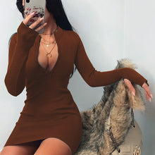Load image into Gallery viewer, Fall Women's Clothing Long-Sleeved Dress Zipper Solid Color Stretch Skirt Slim-Fit Hip Skirt
