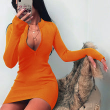 Load image into Gallery viewer, Fall Women's Clothing Long-Sleeved Dress Zipper Solid Color Stretch Skirt Slim-Fit Hip Skirt
