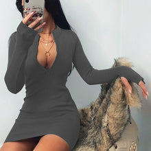 Load image into Gallery viewer, Fall Women's Clothing Long-Sleeved Dress Zipper Solid Color Stretch Skirt Slim-Fit Hip Skirt
