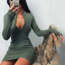 Load image into Gallery viewer, Fall Women's Clothing Long-Sleeved Dress Zipper Solid Color Stretch Skirt Slim-Fit Hip Skirt
