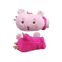 Load image into Gallery viewer, Winter Plush Fleece-Lined Thickened Cute Half-Finger Cotton Cold-Proof Touch Screen Gloves for Students
