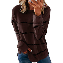 Load image into Gallery viewer, Women's Tie-Dyed Printed Striped Top Versatile round-Neck Shirt Loose Long-Sleeved T-shirt
