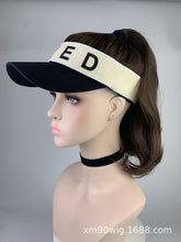 Load image into Gallery viewer, Summer Topless Hat Hat Wig Integrated Female Net Red Corn Curler High Ponytail Wig Short Curly Hair Head Cover
