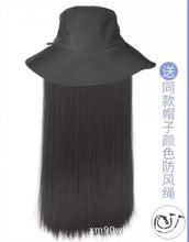 Load image into Gallery viewer, Bucket Hat Wig Female Net Red Big Wave Black Mid-Length Hair Hat Natural Wig Temperament Simulation Integrated Head Cover
