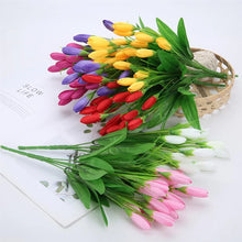 Load image into Gallery viewer, 5pcs Tulip Artificial Flower Silk Lavender Tulips Bouquet Fake Flower For Wedding Decoration Flowers Home Garen Decor
