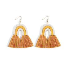 Load image into Gallery viewer, Tassel Bohemian Earrings Rainbow Hand-Woven Earrings Antique Retro Exaggerated and Personalized Earrings
