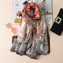 Load image into Gallery viewer, Spring and Summer New Silk Scarf Gift Silk Imitation Silk Women's Printed Imitation Mulberry Silk Beach Towel Shawl Scarf
