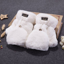 Load image into Gallery viewer, Couple Flip Pure Color Thickened Warm Plush Keyboard Half Finger Gloves for Men and Women Winter
