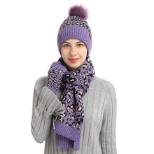 Load image into Gallery viewer, 2023 Winter Leopard Print Thickened Woolen Cap Outdoor Keep Warm Hat Scarf Gloves Three-Piece Set
