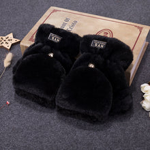Load image into Gallery viewer, Couple Flip Pure Color Thickened Warm Plush Keyboard Half Finger Gloves for Men and Women Winter
