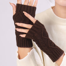 Load image into Gallery viewer, Wool Keep Warm Half Finger Open Finger Gloves Autumn and Winter Women's Short Rhombus Cute Fashion Gloves
