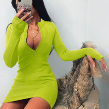 Load image into Gallery viewer, Fall Women's Clothing Long-Sleeved Dress Zipper Solid Color Stretch Skirt Slim-Fit Hip Skirt
