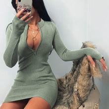 Load image into Gallery viewer, Fall Women's Clothing Long-Sleeved Dress Zipper Solid Color Stretch Skirt Slim-Fit Hip Skirt
