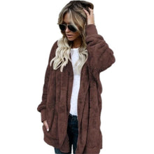 Load image into Gallery viewer, Ladies Fashion Hooded Coat Female Loose Fur Cardigan Coat Women Faux Fur Coat Autumn Winter Warm Jacket Outwear Long Coat
