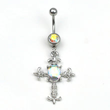 Load image into Gallery viewer, Puncture Belly Piercing Jewelry Diamond Cross Belly Ring Navel Stud

