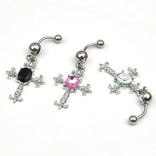 Load image into Gallery viewer, Puncture Belly Piercing Jewelry Diamond Cross Belly Ring Navel Stud
