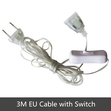 Load image into Gallery viewer, 220V Transparent Power Extension Cord EU String Wire AC Standard Switch Cable for LED String Light Christmas Lamp Decoration
