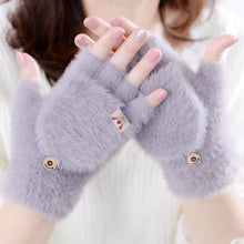 Load image into Gallery viewer, Plush Gloves Autumn and Winter Flip Knitted Gloves Warm Thickened Bag Finger Leakage Imitation Mink
