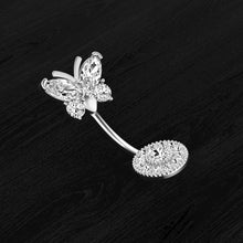 Load image into Gallery viewer, Upper Butterfly Lower round Zircon Navel Ring Navel Stud Human Body Piercing Accessories
